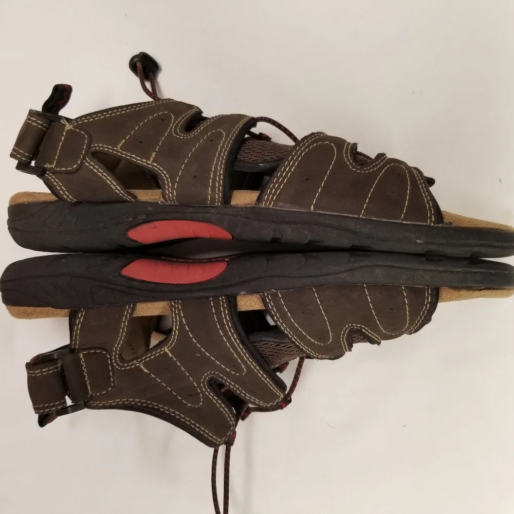 St Johns Bay Sandals Mens Sz 10 Cartop Brown Open Toe Memory Foam